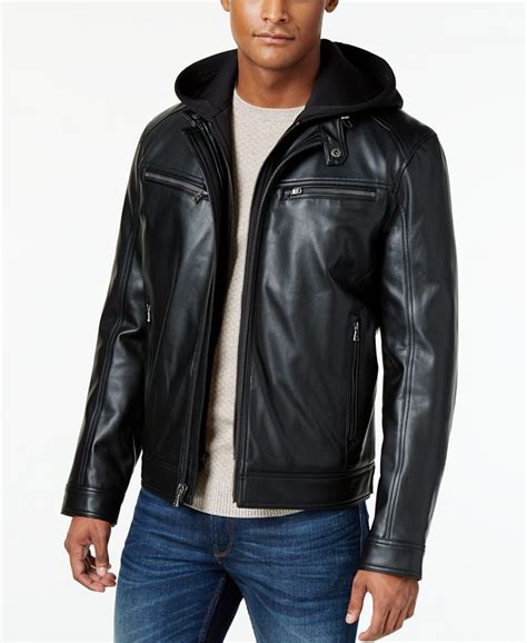 michael michael kors faux leather moto jacket|Michael Kors men's leather jacket.